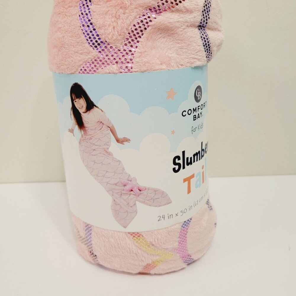 Comfort Bay Slumber Tail 24”x50” Pink Mermaid Tail Soft Dress Pretend Play